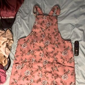 No Boundaries adjustable pink overalls dress
